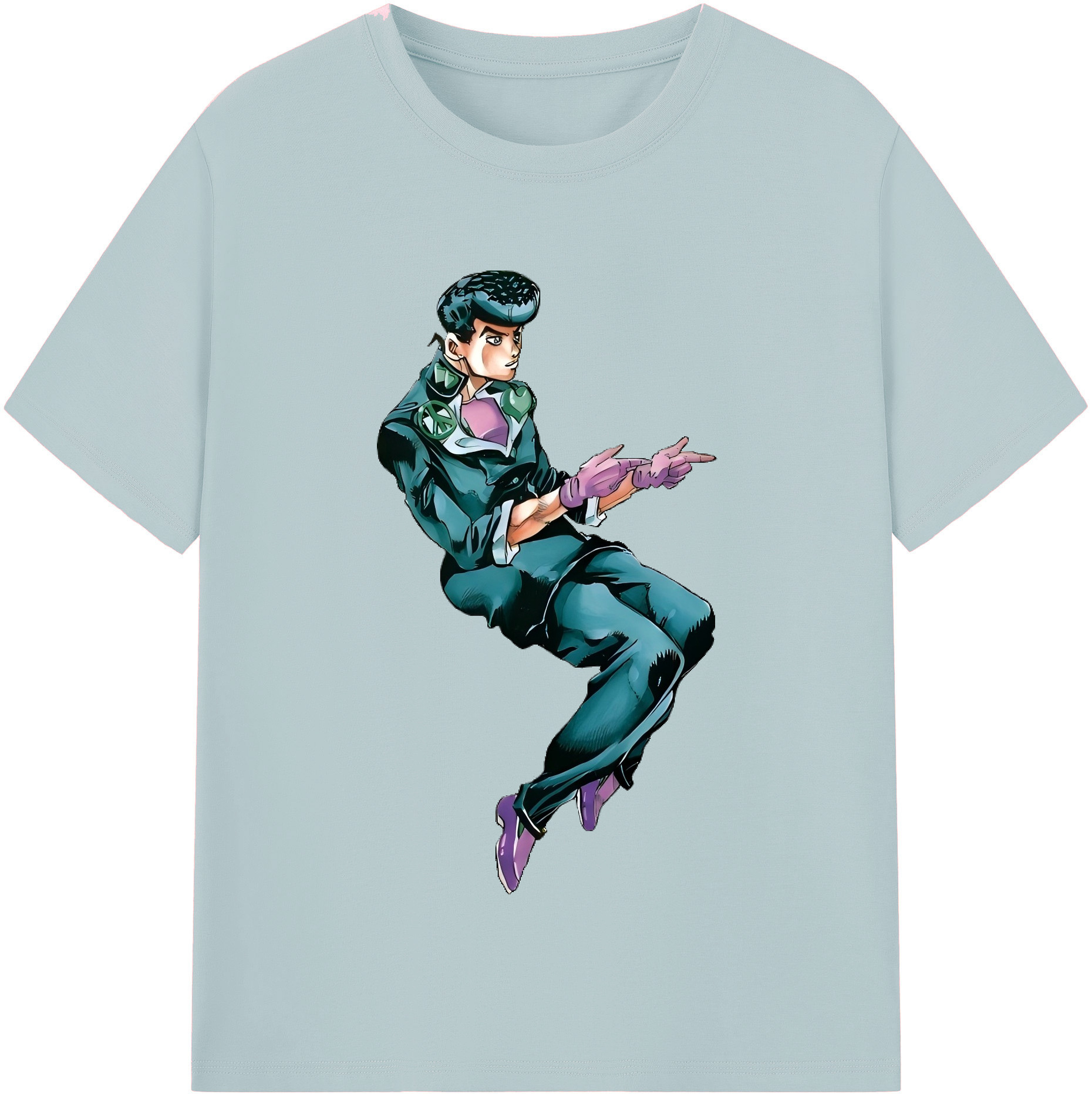 （画像用） ジョジョの奇妙な冒険 ひがしかた じょうすけ JoJo's Bizarre Adventure Higashikata Josuke 綿100％半袖Tシャツ（フロントプリント）